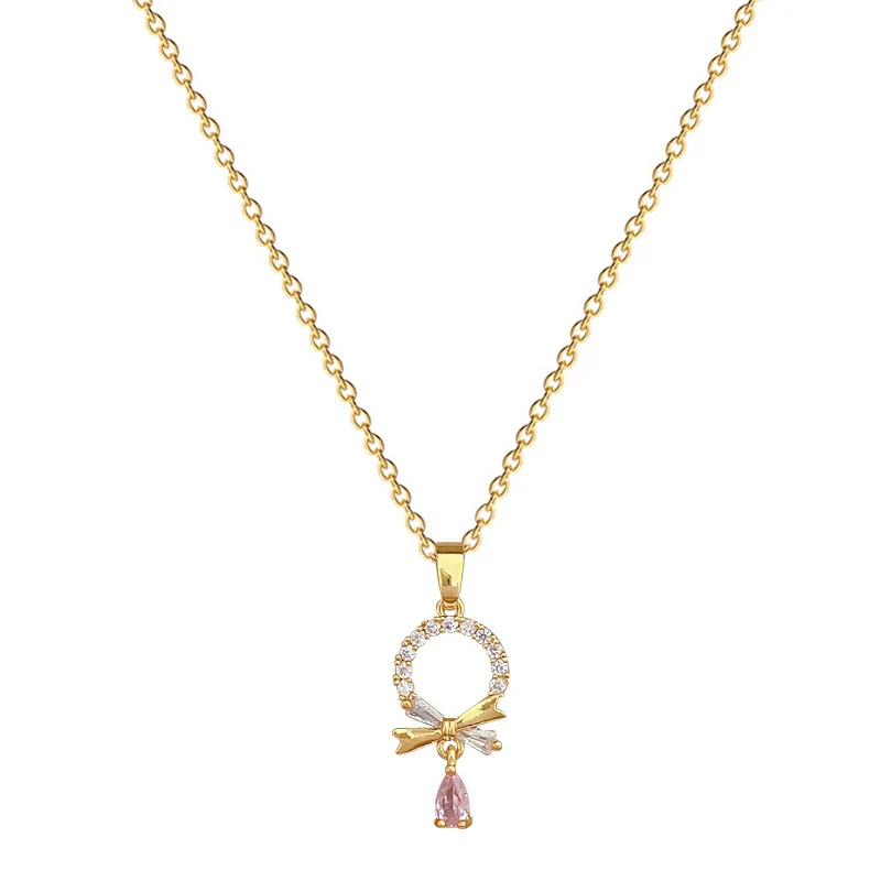 Titanium Steel Women's Geometric Light Luxury Full Diamond Water Drops Earrings Necklace Set With Electroplating - Image 5