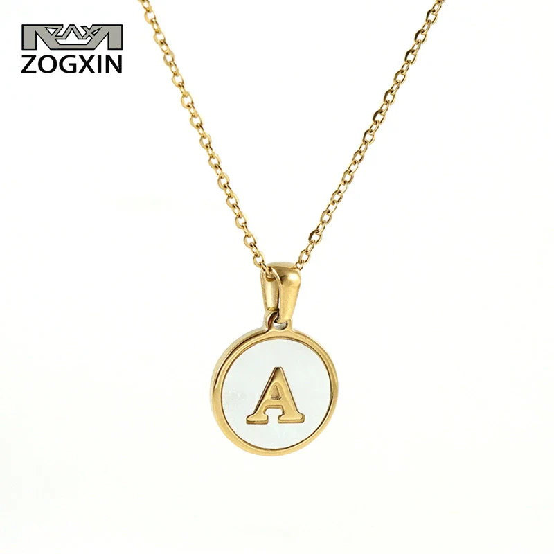 316L Stainless Steel Women's Letter Pattern Gold Inlaid Cross Chain Clavicle Necklace Pendant Jewelry