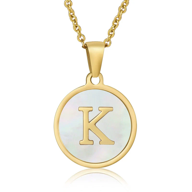 316L Stainless Steel Women's Letter Pattern Gold Inlaid Cross Chain Clavicle Necklace Pendant Jewelry - Image 16
