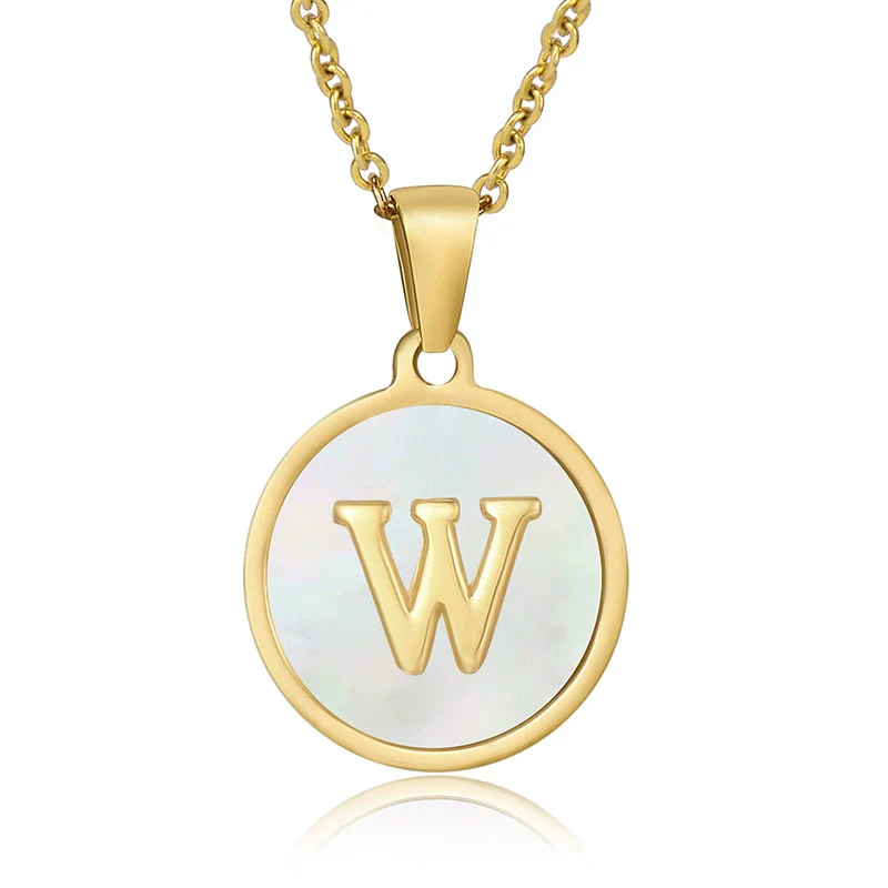 316L Stainless Steel Women's Letter Pattern Gold Inlaid Cross Chain Clavicle Necklace Pendant Jewelry - Image 28