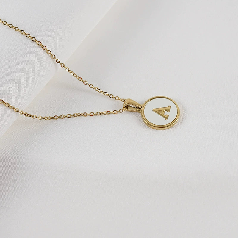 316L Stainless Steel Women's Letter Pattern Gold Inlaid Cross Chain Clavicle Necklace Pendant Jewelry - Image 5