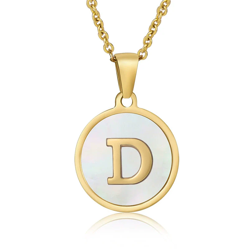 316L Stainless Steel Women's Letter Pattern Gold Inlaid Cross Chain Clavicle Necklace Pendant Jewelry - Image 9