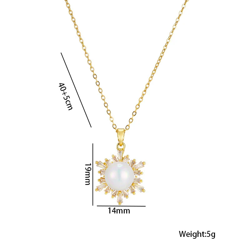Titanium Steel Women's Necklace With Geometric Pattern Snowflake Pendant And Ochain 18K Gold Electroplated - Image 5