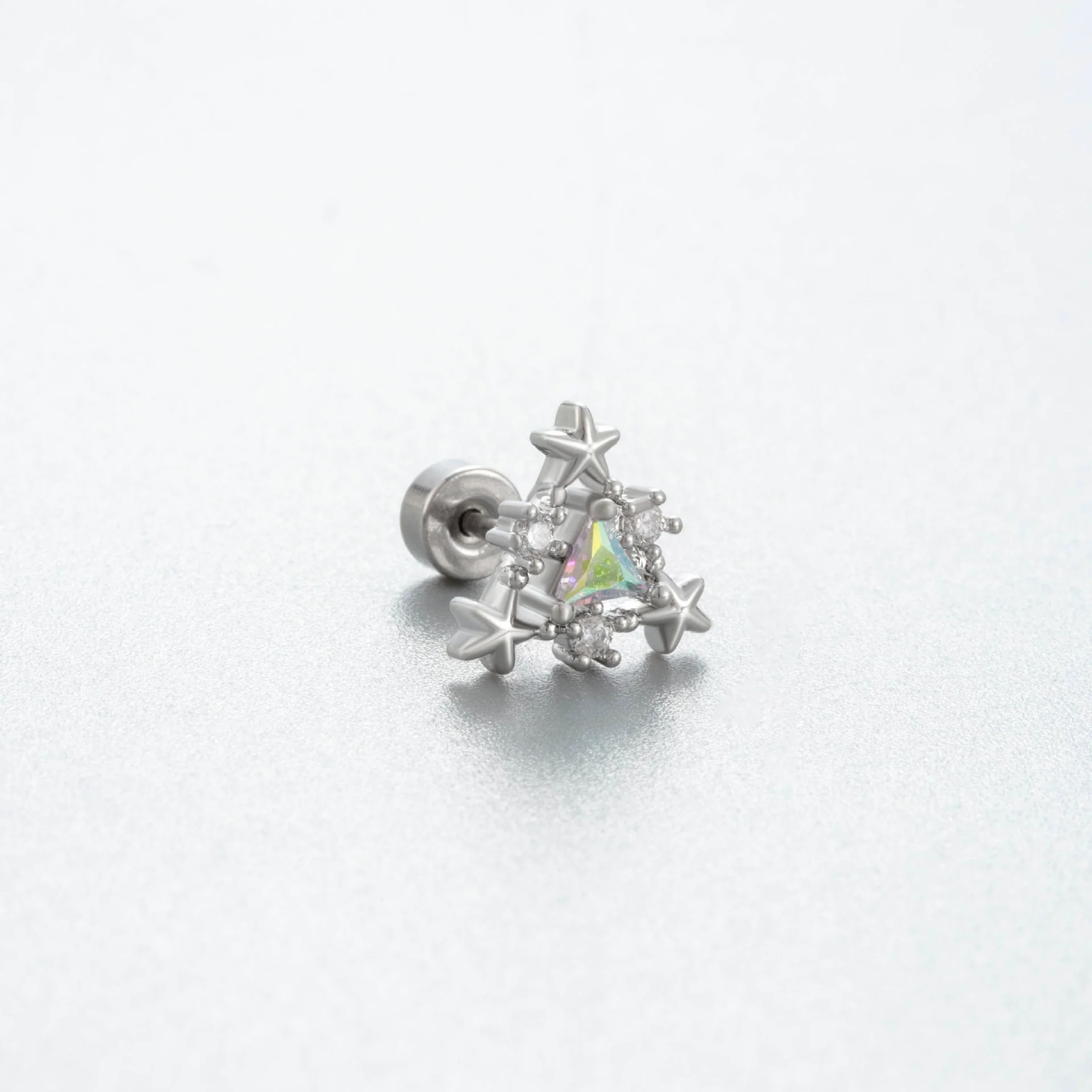 Titanium Steel Women's Niche Style Ear Nail With Inlaid Zircon Butterfly Spider Flower Animal Zodiac Pendant - Image 2
