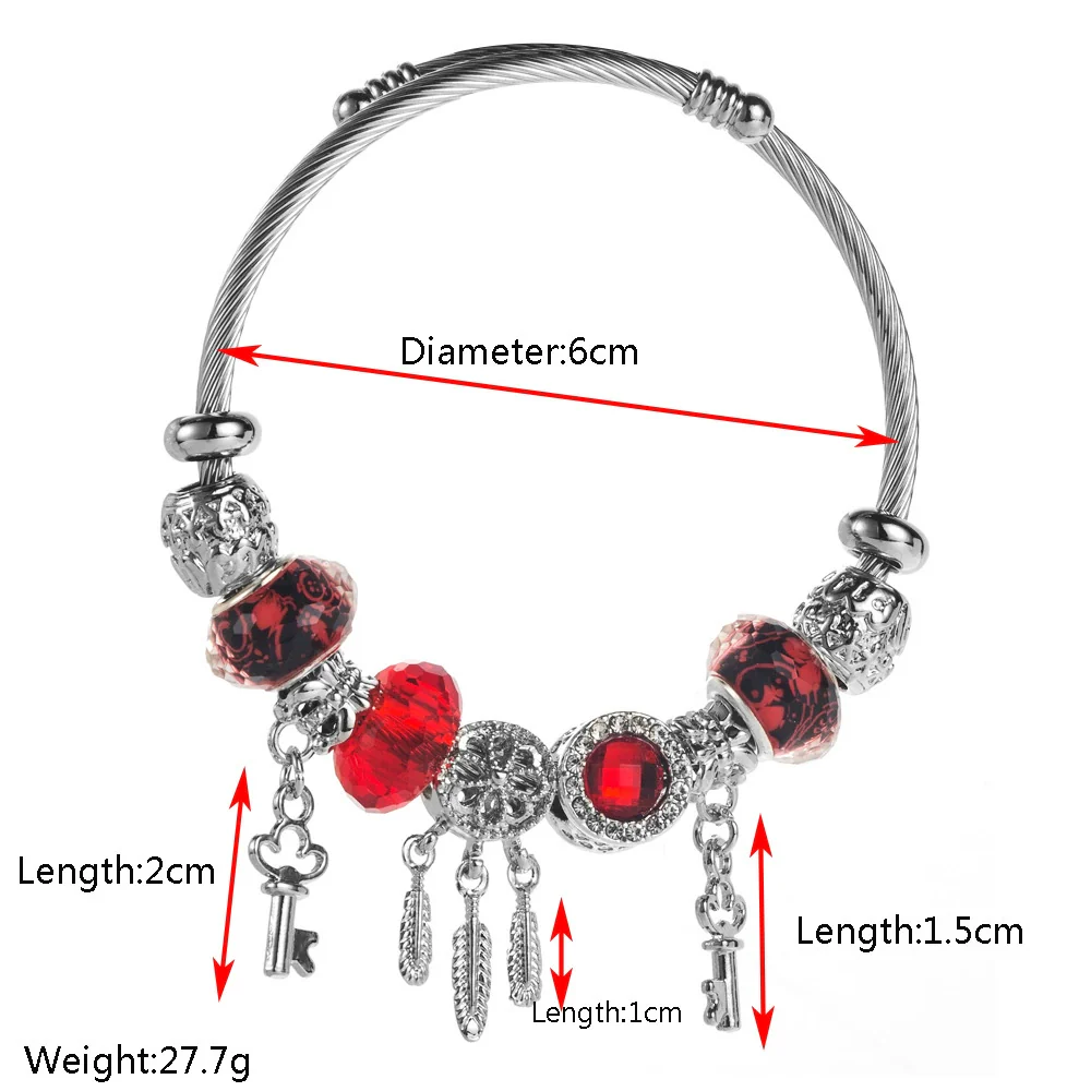 Trendy Fashion Electroplated Alloy Key Pendant Bracelet For Unisex Adjustable - Image 2