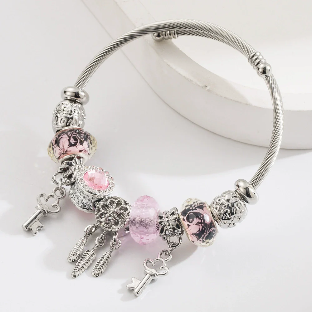 Trendy Fashion Electroplated Alloy Key Pendant Bracelet For Unisex Adjustable - Image 3