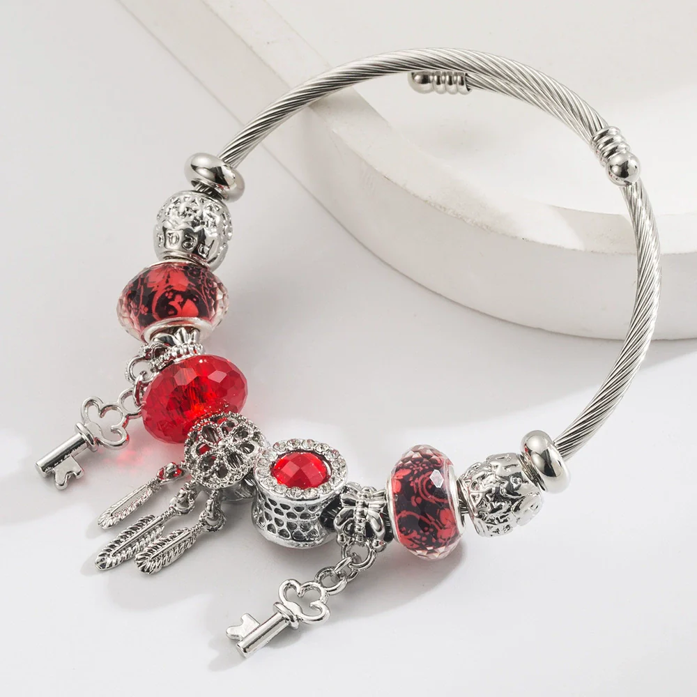 Trendy Fashion Electroplated Alloy Key Pendant Bracelet For Unisex Adjustable - Image 6