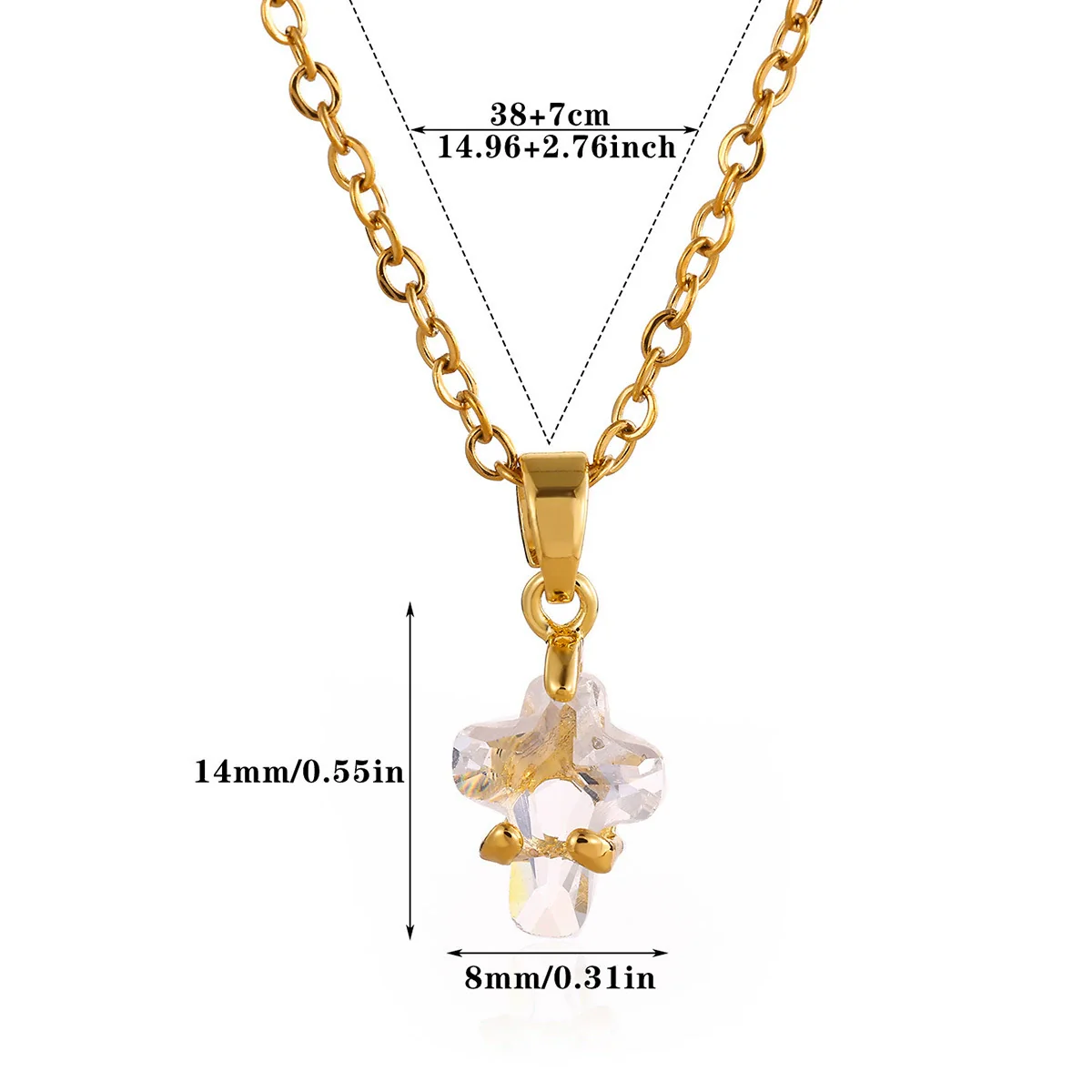 Trendy Unisex Gold Electroplated Cross Necklace With Copper Zircon Stainless Steel Pendant - Image 6