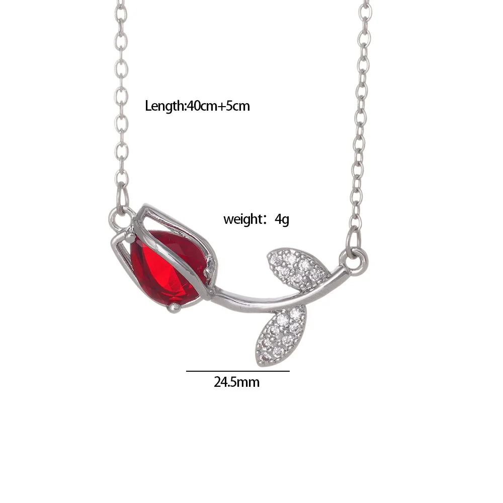 Tulip Flower Necklace Copper Mixed Gemstone Inlay Electroplating O Chain Women's Titanium Steel Accessories - Image 12