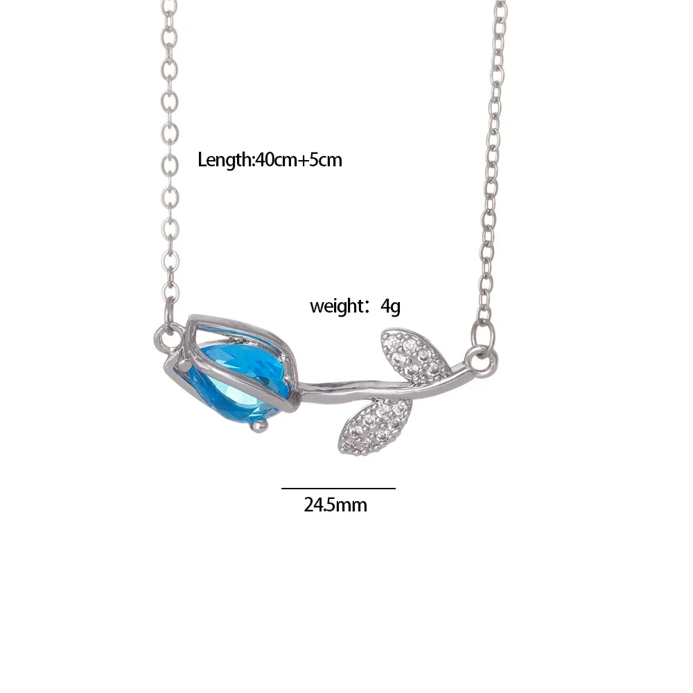 Tulip Flower Necklace Copper Mixed Gemstone Inlay Electroplating O Chain Women's Titanium Steel Accessories - Image 15