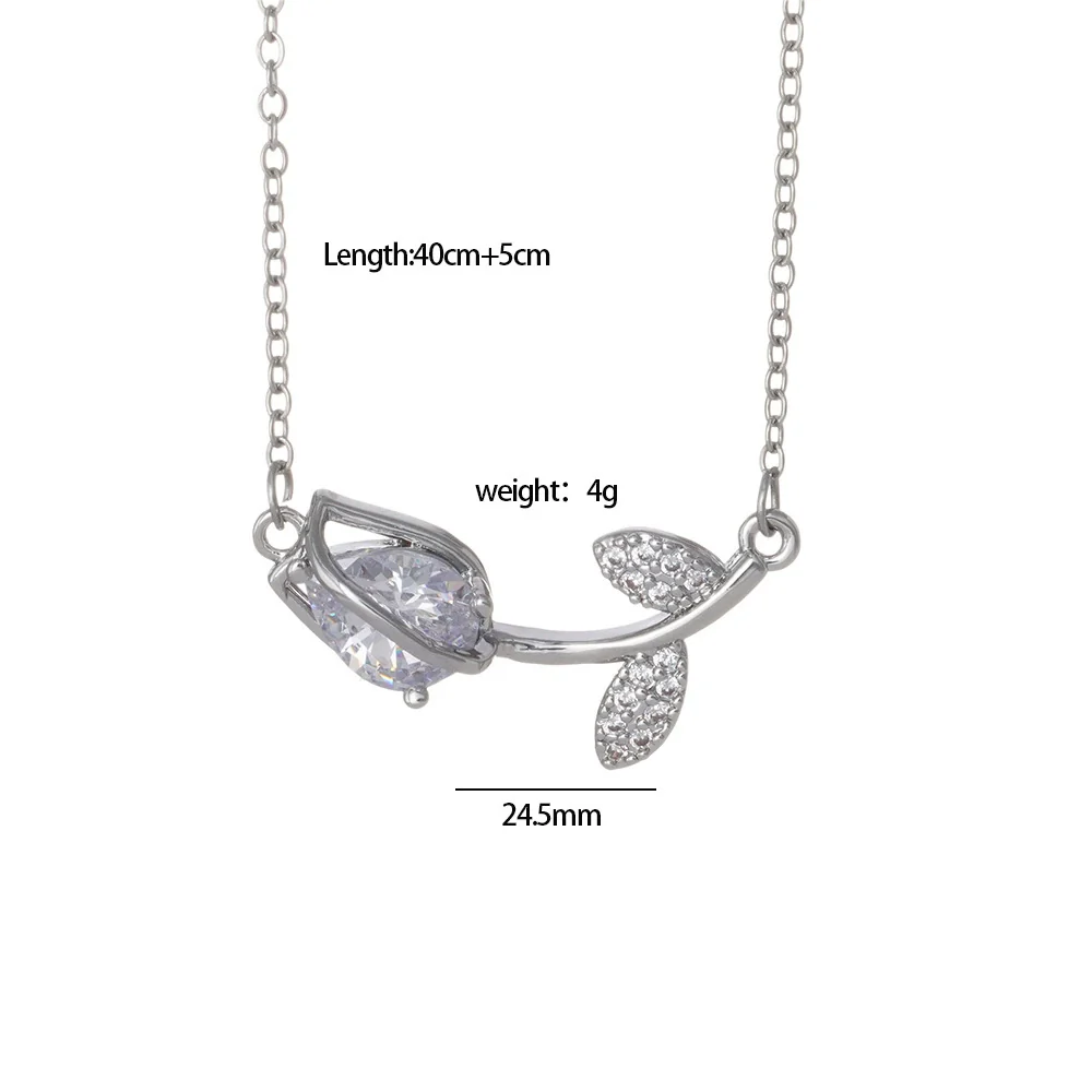 Tulip Flower Necklace Copper Mixed Gemstone Inlay Electroplating O Chain Women's Titanium Steel Accessories - Image 16