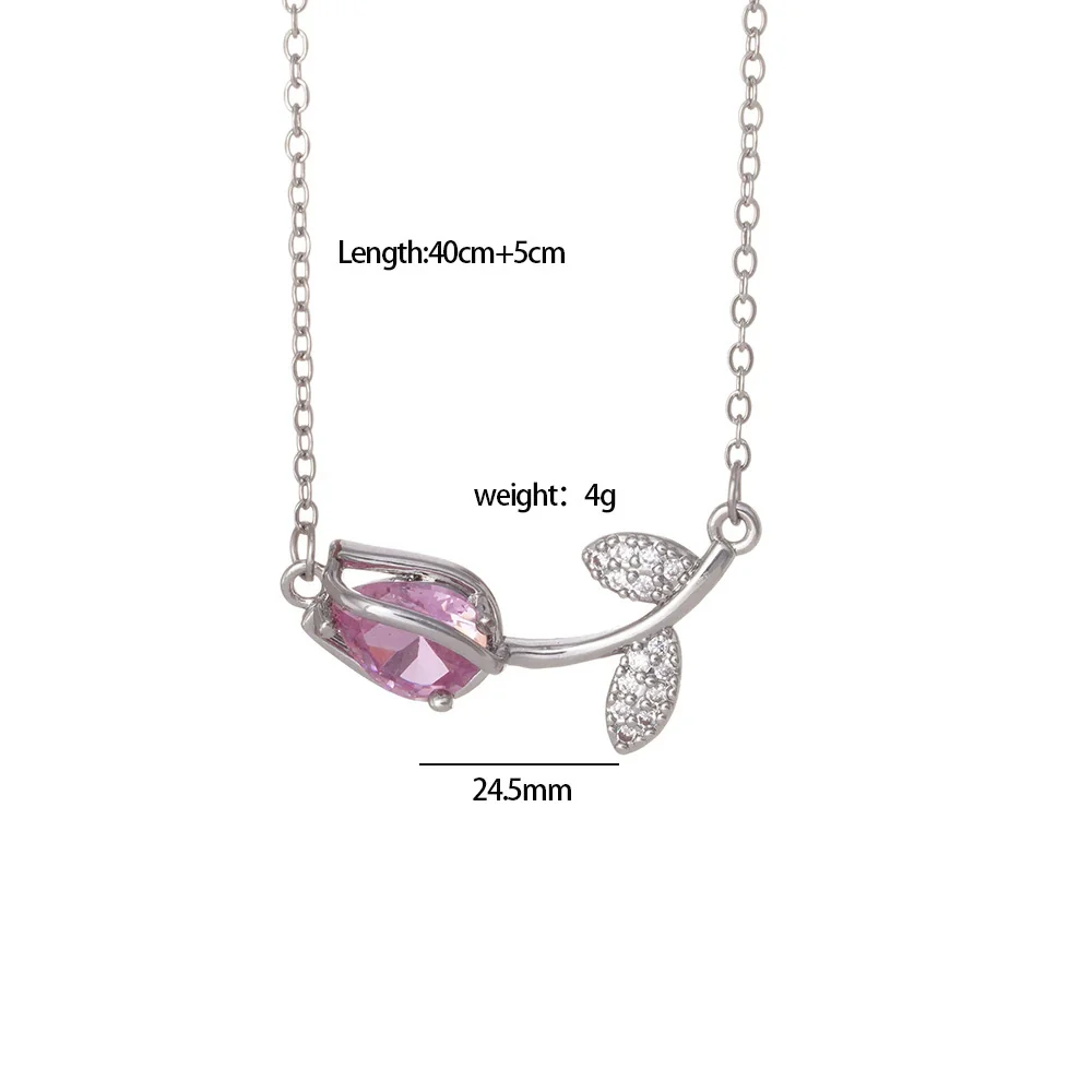 Tulip Flower Necklace Copper Mixed Gemstone Inlay Electroplating O Chain Women's Titanium Steel Accessories - Image 17