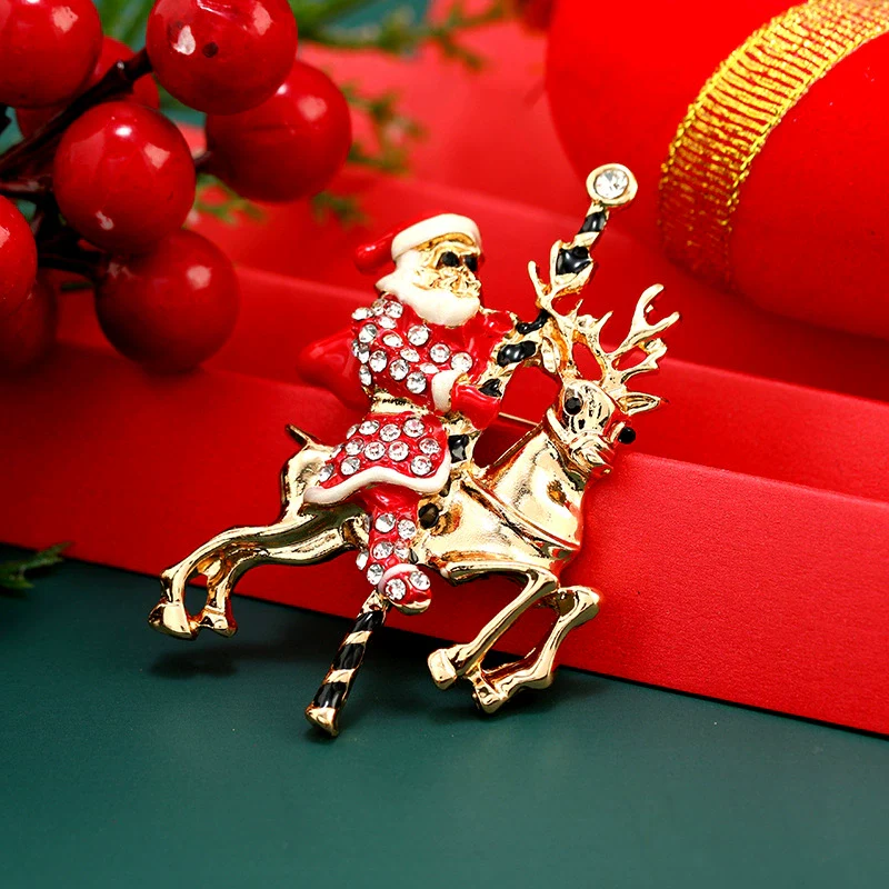 Unisex Alloy Brooch With Cartoon Santa Claus Character And Dripping Oil Design - Image 2