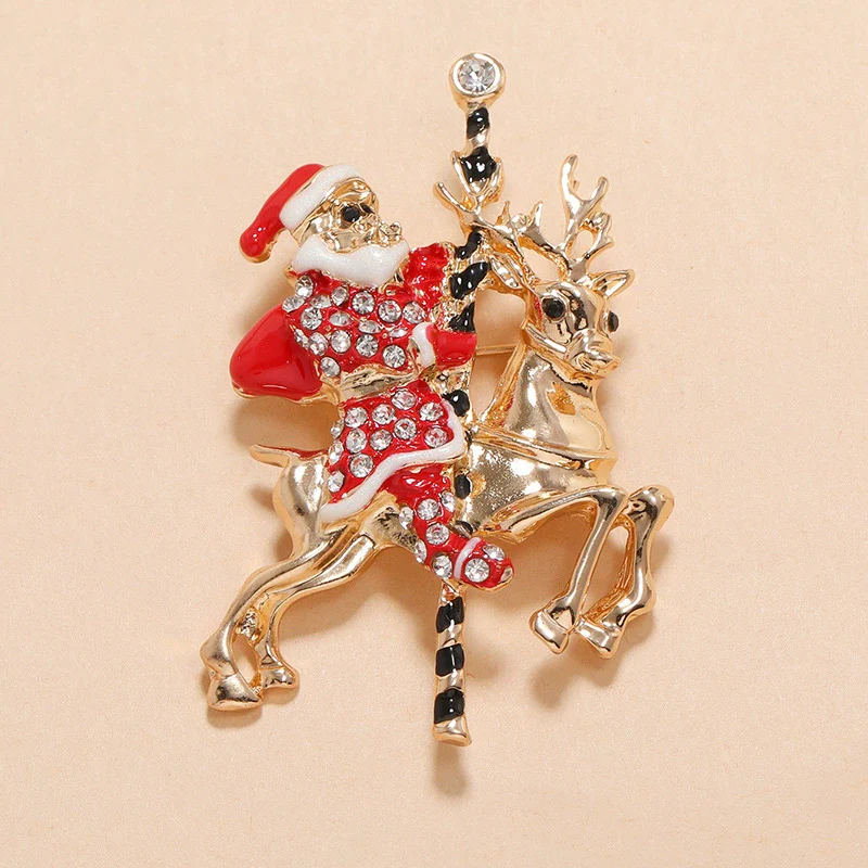 Unisex Alloy Brooch With Cartoon Santa Claus Character And Dripping Oil Design - Image 4