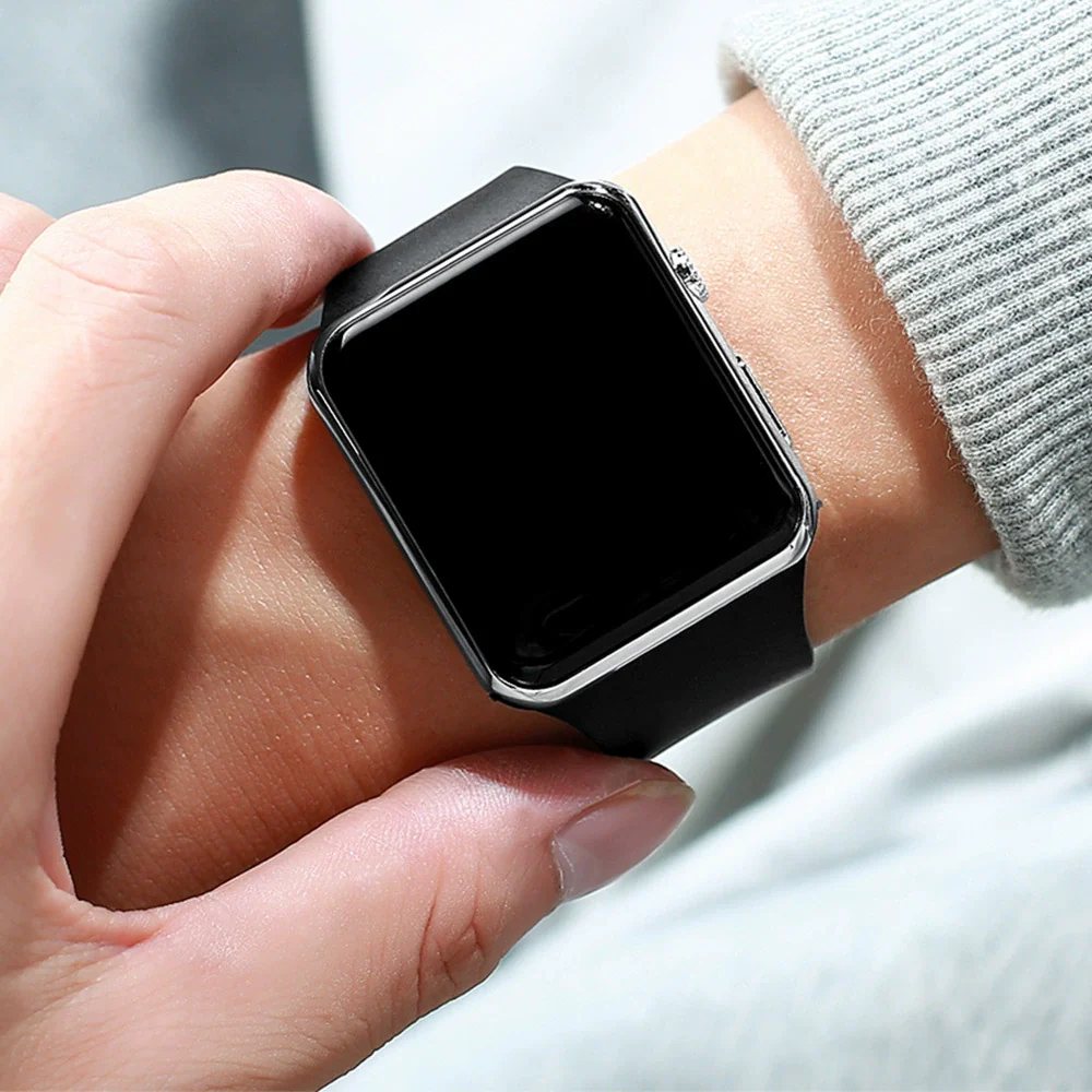 Unisex Casual Square Silicone And Plastic Led Electronic Watch - Image 2