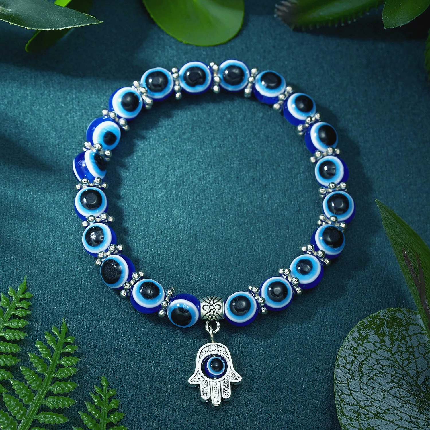 Unisex Geometric Glass And Glaze Beaded Bracelet With Sculpture Design - Image 4
