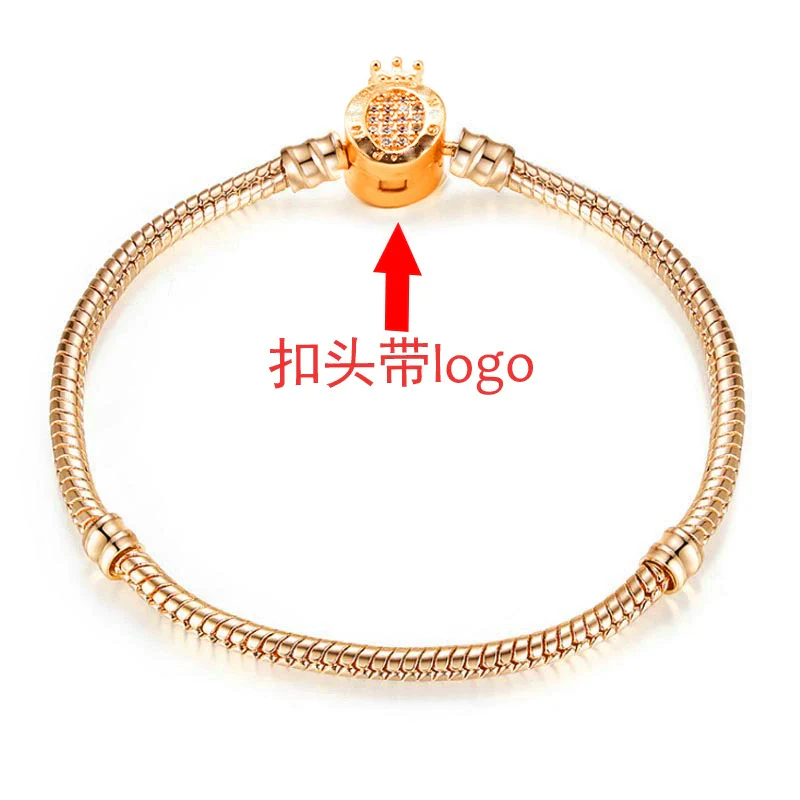 Unisex Geometric Metal Electroplated Snake Bone Bracelet With Crown Zircon And Logo Diy - Image 11