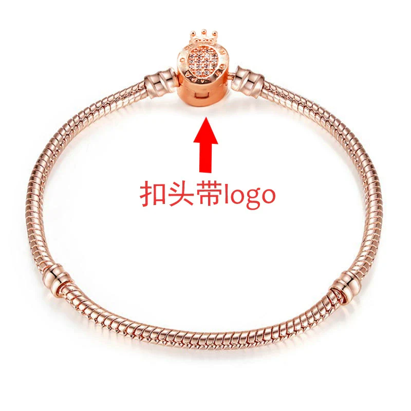 Unisex Geometric Metal Electroplated Snake Bone Bracelet With Crown Zircon And Logo Diy - Image 12