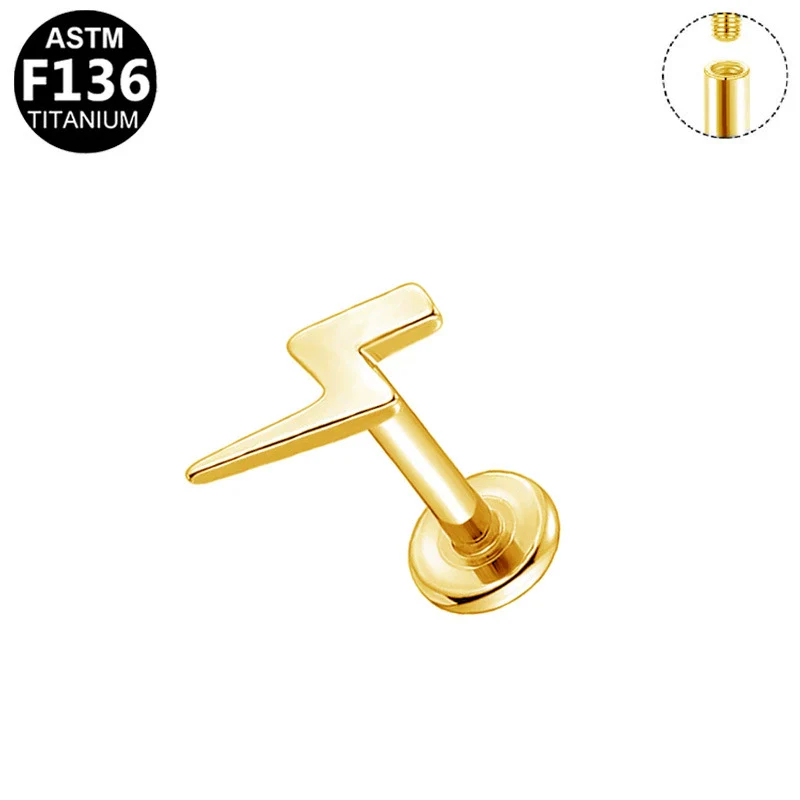 Unisex Geometric Titanium Alloy And Copper Stainless Steel Electroplated Earring And Lip Nail With Star Moon Lightning Pattern - Image 10