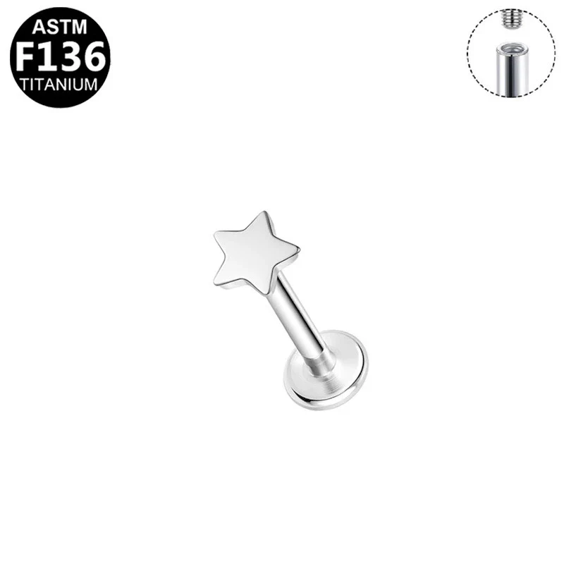 Unisex Geometric Titanium Alloy And Copper Stainless Steel Electroplated Earring And Lip Nail With Star Moon Lightning Pattern - Image 7