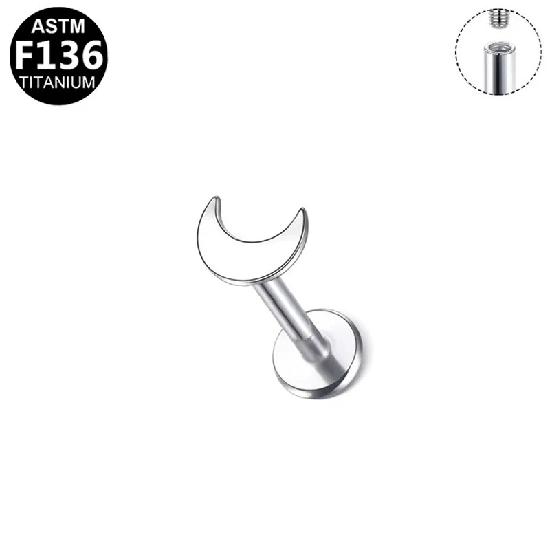 Unisex Geometric Titanium Alloy And Copper Stainless Steel Electroplated Earring And Lip Nail With Star Moon Lightning Pattern - Image 9