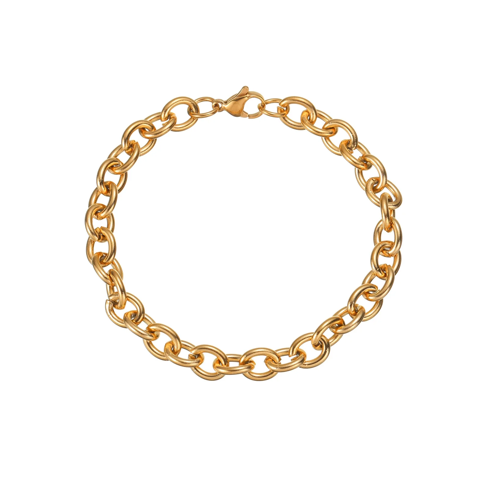 Unisex Geometric Titanium Steel Oshaped Bracelet Anklet Clothes Chain With Electroplating