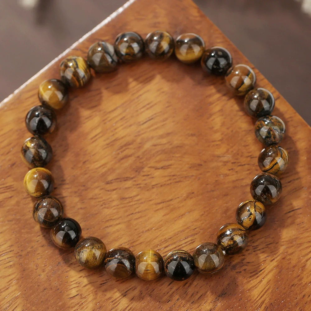 Unisex Handmade Geometric Beaded Crystal Bracelet With Black Matte Volcanic Stone Tiger Eye Rose Quartz Black Agate Amethyst - Image 13