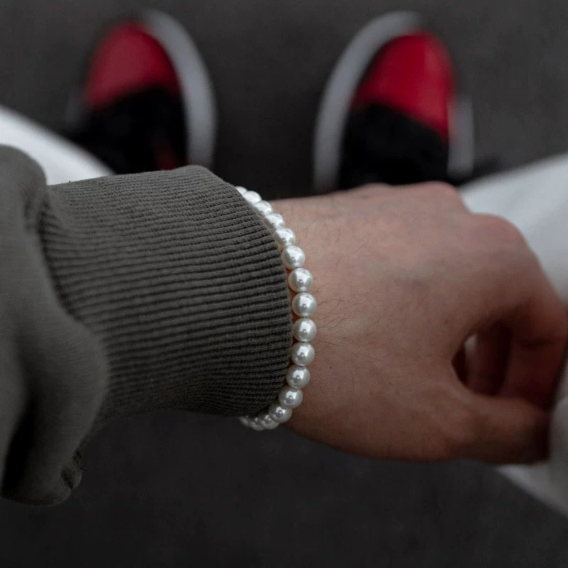 Unisex Handmade Geometric Imitation Pearl Stainless Steel Bracelet