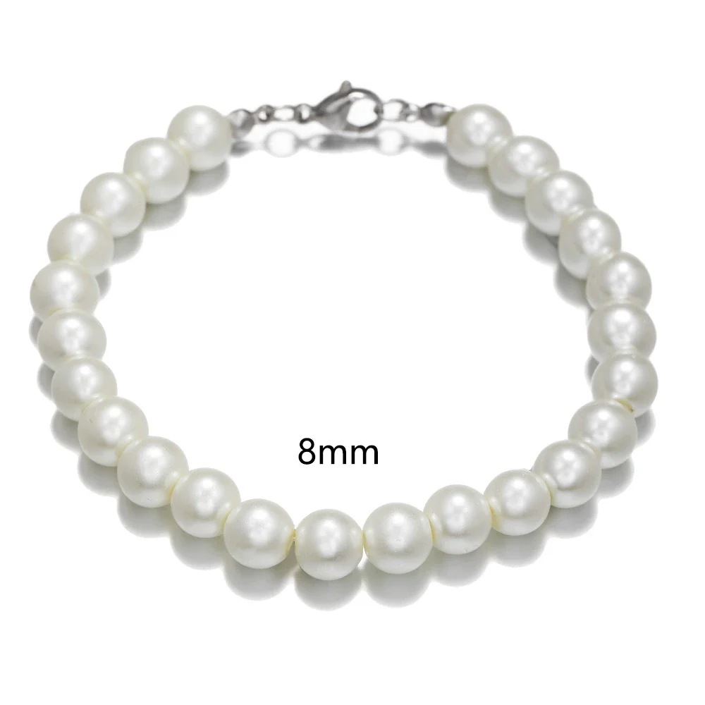 Unisex Handmade Geometric Imitation Pearl Stainless Steel Bracelet - Image 4
