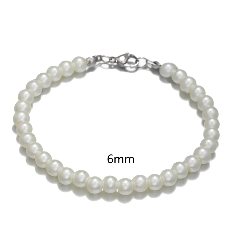Unisex Handmade Geometric Imitation Pearl Stainless Steel Bracelet - Image 6
