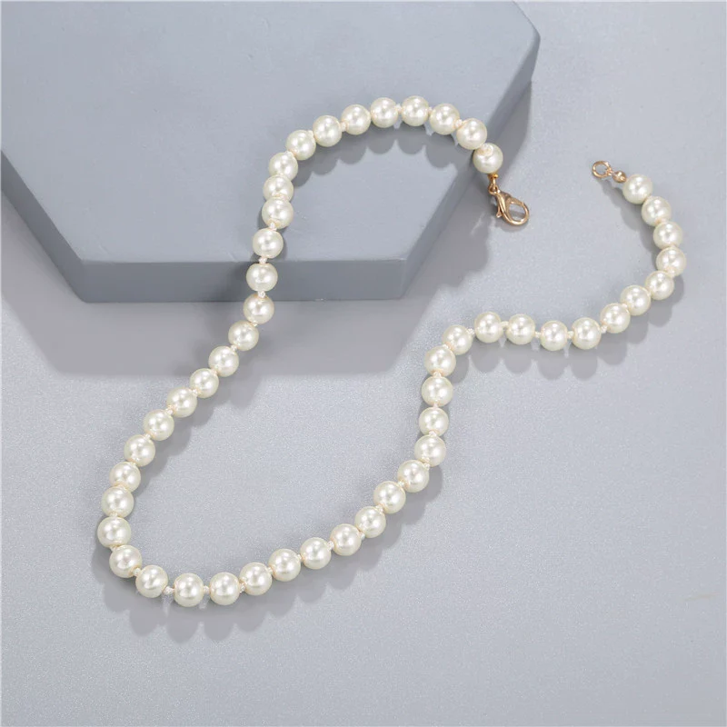 Unisex Handmade Geometric Imitation Pearl Stainless Steel Bracelet - Image 9