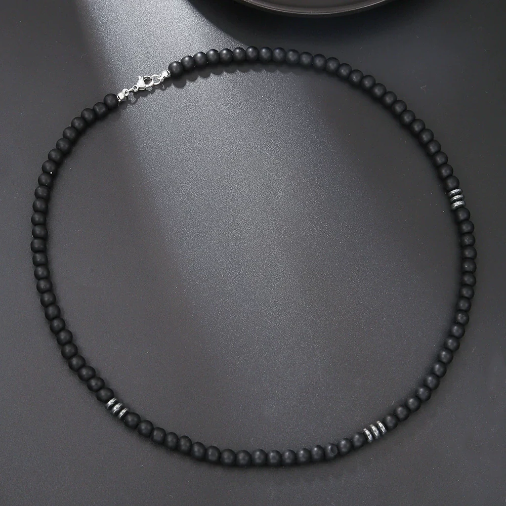 Unisex Handmade Gold Obsidian Geometric Style Woven O Chain Natural Stone Necklace - Image 24