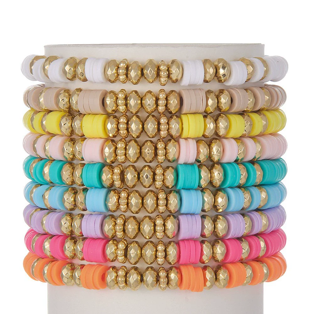 Unisex Handmade Multilayer Stacked Dripping Rainbow Unicorn Cartoon Soft Polymer Clay Bracelet With Animal Zodiac Design - Image 15