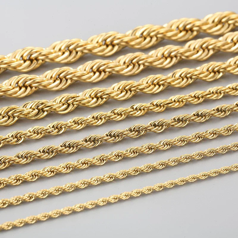 Unisex Hip Hop Fashion Button Rope Titanium Steel And Stainless Steel Twist Chain Necklace With Geometric Pattern And Electroplating Treatment