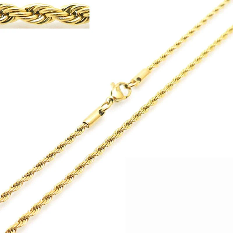Unisex Hip Hop Fashion Button Rope Titanium Steel And Stainless Steel Twist Chain Necklace With Geometric Pattern And Electroplating Treatment - Image 11