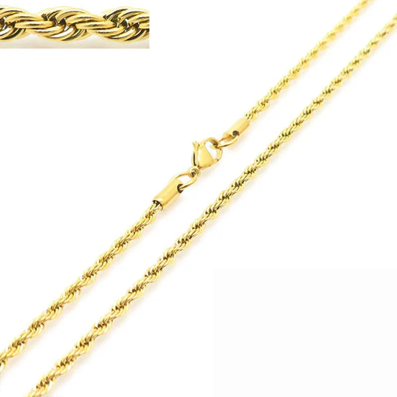 Unisex Hip Hop Fashion Button Rope Titanium Steel And Stainless Steel Twist Chain Necklace With Geometric Pattern And Electroplating Treatment - Image 15