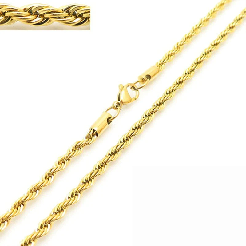 Unisex Hip Hop Fashion Button Rope Titanium Steel And Stainless Steel Twist Chain Necklace With Geometric Pattern And Electroplating Treatment - Image 19