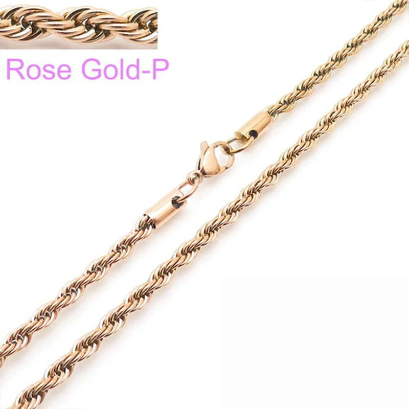 Unisex Hip Hop Fashion Button Rope Titanium Steel And Stainless Steel Twist Chain Necklace With Geometric Pattern And Electroplating Treatment - Image 20