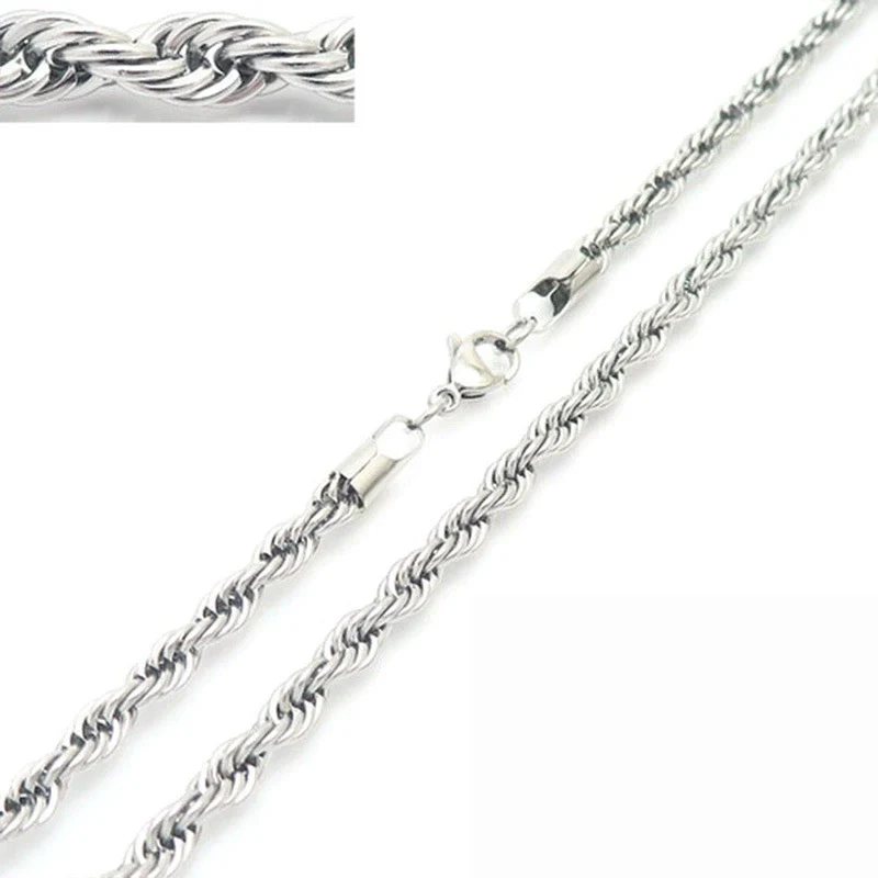 Unisex Hip Hop Fashion Button Rope Titanium Steel And Stainless Steel Twist Chain Necklace With Geometric Pattern And Electroplating Treatment - Image 22