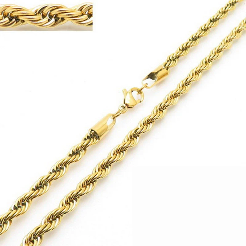 Unisex Hip Hop Fashion Button Rope Titanium Steel And Stainless Steel Twist Chain Necklace With Geometric Pattern And Electroplating Treatment - Image 23