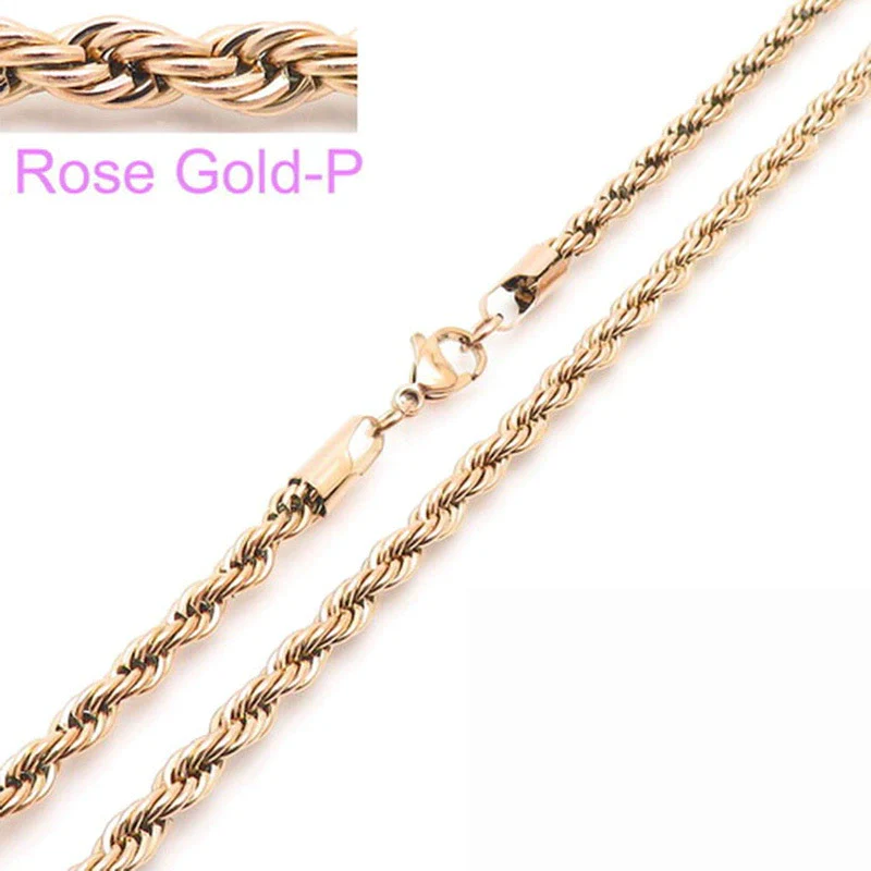 Unisex Hip Hop Fashion Button Rope Titanium Steel And Stainless Steel Twist Chain Necklace With Geometric Pattern And Electroplating Treatment - Image 24