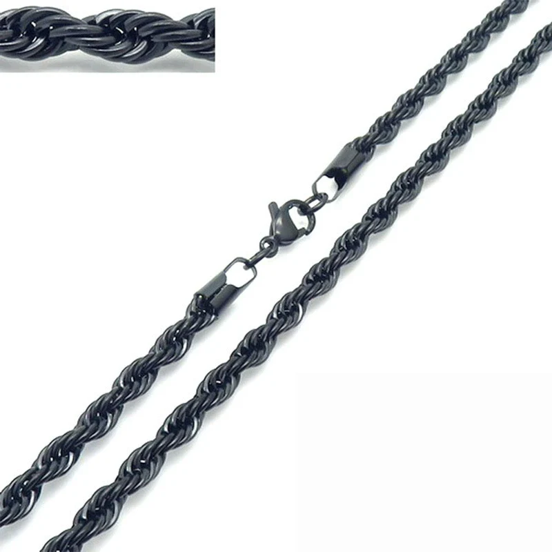 Unisex Hip Hop Fashion Button Rope Titanium Steel And Stainless Steel Twist Chain Necklace With Geometric Pattern And Electroplating Treatment - Image 25