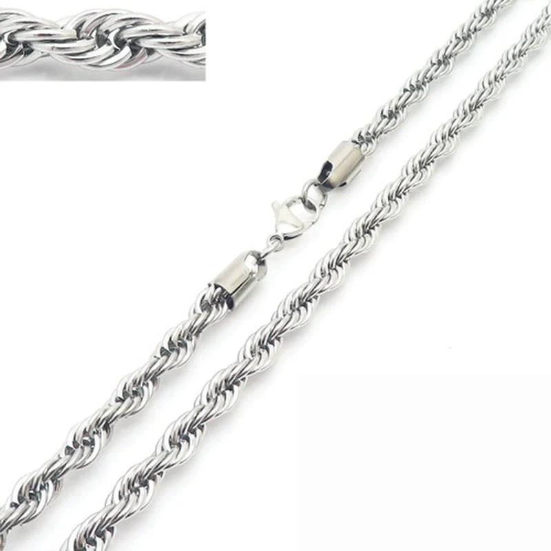 Unisex Hip Hop Fashion Button Rope Titanium Steel And Stainless Steel Twist Chain Necklace With Geometric Pattern And Electroplating Treatment - Image 26