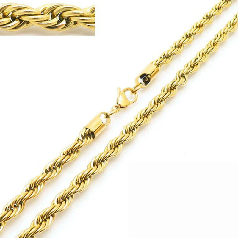 Unisex Hip Hop Fashion Button Rope Titanium Steel And Stainless Steel Twist Chain Necklace With Geometric Pattern And Electroplating Treatment - Image 27