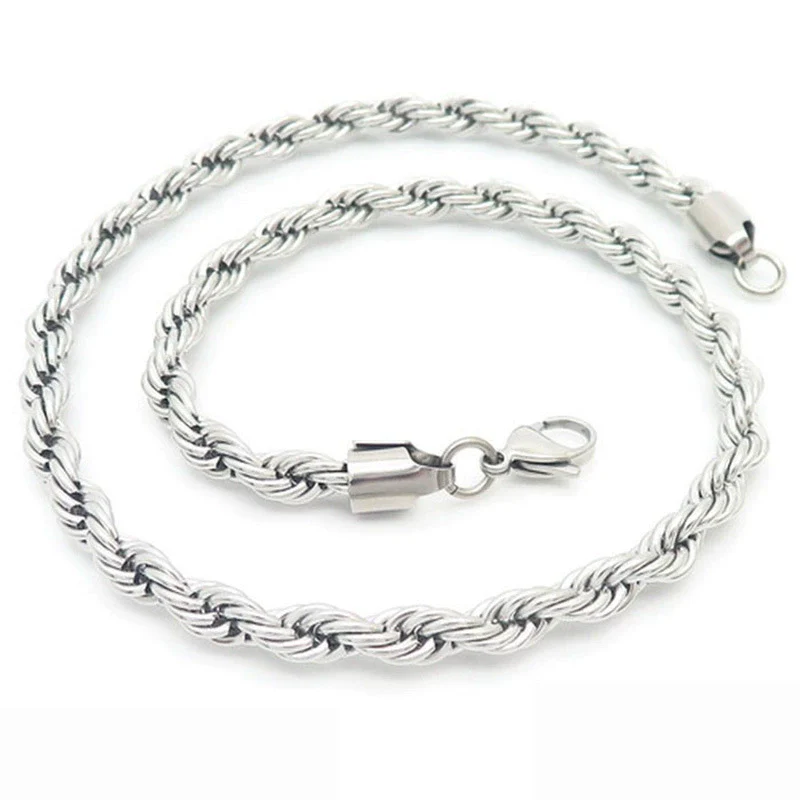 Unisex Hip Hop Fashion Button Rope Titanium Steel And Stainless Steel Twist Chain Necklace With Geometric Pattern And Electroplating Treatment - Image 30