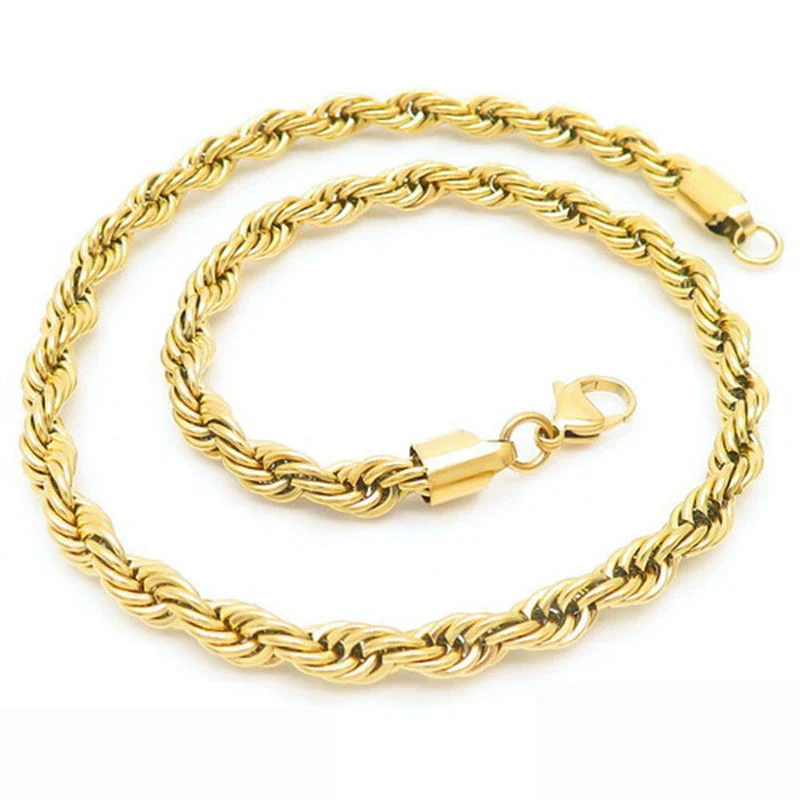 Unisex Hip Hop Fashion Button Rope Titanium Steel And Stainless Steel Twist Chain Necklace With Geometric Pattern And Electroplating Treatment - Image 31