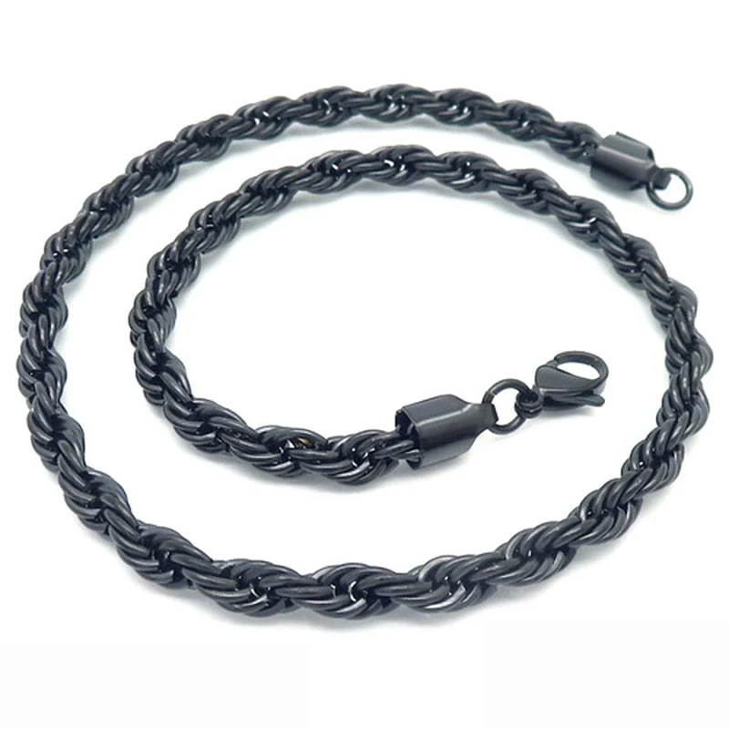Unisex Hip Hop Fashion Button Rope Titanium Steel And Stainless Steel Twist Chain Necklace With Geometric Pattern And Electroplating Treatment - Image 33