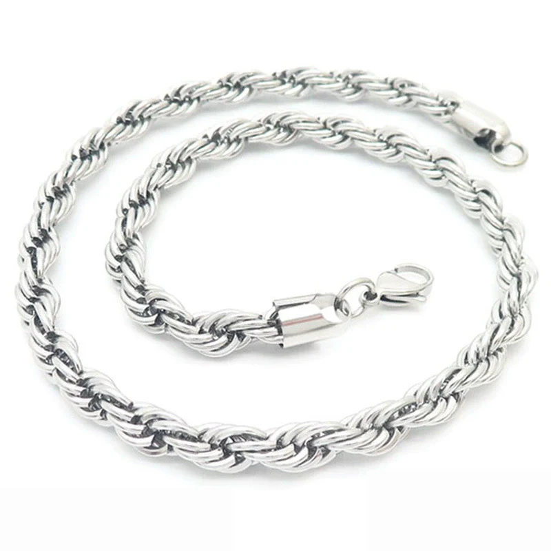 Unisex Hip Hop Fashion Button Rope Titanium Steel And Stainless Steel Twist Chain Necklace With Geometric Pattern And Electroplating Treatment - Image 34