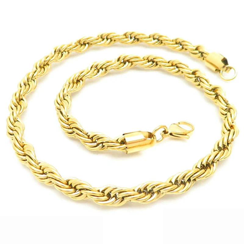 Unisex Hip Hop Fashion Button Rope Titanium Steel And Stainless Steel Twist Chain Necklace With Geometric Pattern And Electroplating Treatment - Image 35
