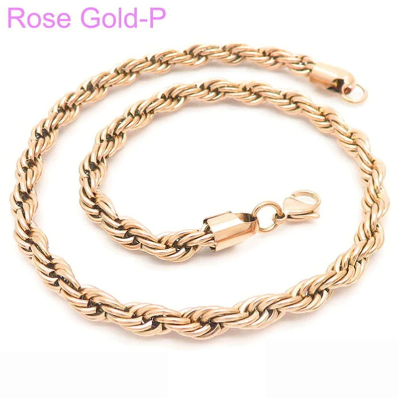 Unisex Hip Hop Fashion Button Rope Titanium Steel And Stainless Steel Twist Chain Necklace With Geometric Pattern And Electroplating Treatment - Image 36